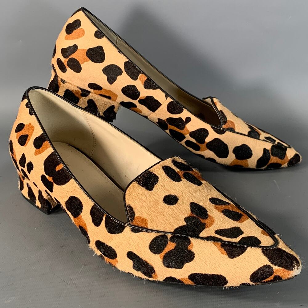 COLE HAAN Size 11 Tan Black Calf Hair Ocelot Print Pointed Toe Flats